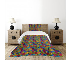 Circle Grunge Colorful Bedspread Set