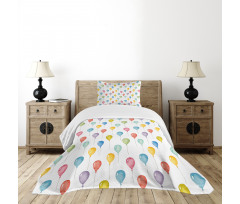 Flying Watercolor Balloons Bedspread Set