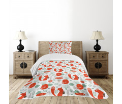 Squirrel Fox Fungus Tea Bedspread Set