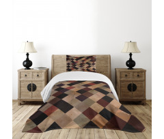 Antique Brown Toned Grid Bedspread Set