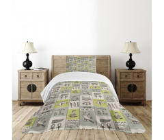 Hieroglyphs Animals Bedspread Set