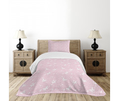 Soft Pink Floral Bedspread Set