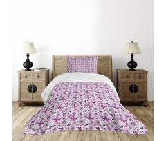 Purple Color Fauna Bedspread Set