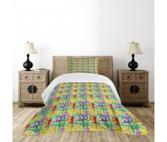 Colorful Poses Eastern Asia Bedspread Set