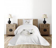 White Canine Head Mammal Bedspread Set
