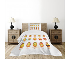 Funny Face Pineapples Bedspread Set