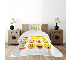 Smiley Faces Composition Bedspread Set