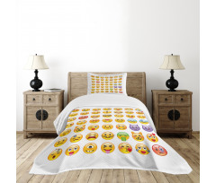 Many Emoticons Aliens Bedspread Set