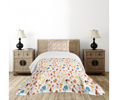 Toadstool Cartoon Style Bedspread Set