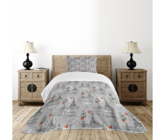 River Seine and Doves Bedspread Set