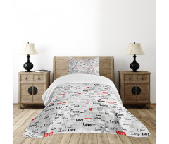 Calligraphy Hearts Stars Bedspread Set