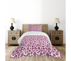 Pink Hearts and Circles Bedspread Set