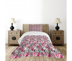 Romantic Random Hearts Bedspread Set