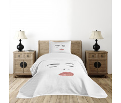 Sleeping Woman Face Bedspread Set