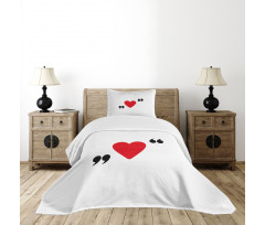 Red Simple Heart Bedspread Set