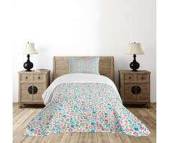 Floral Pattern Polka Dots Bedspread Set