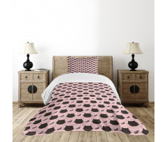 Head Silhouettes Dots Girly Bedspread Set