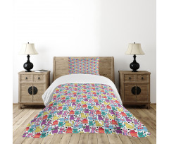 Colorful Romantic Mascots Bedspread Set