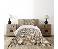 Patchwork Style Silly Faces Bedspread Set