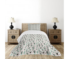 Geometric Cartoon Plant Bedspread Set