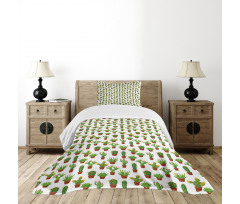 Floral Pattern Vases Bedspread Set