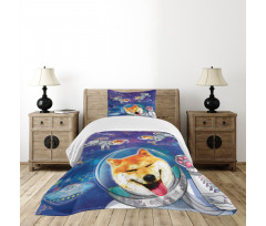 Astronaut Shibas in Space Bedspread Set