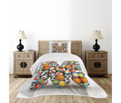 Alphabet Sports Balls Bedspread Set