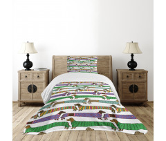 Dachshunds in Clothes Bedspread Set