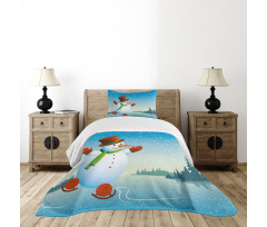 Skating Happy Cartoon Bedspread Set