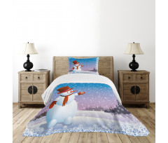 Happy Cartoon Snowfall Bedspread Set