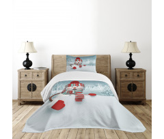 Smiling 3D Mascot Trees Bedspread Set