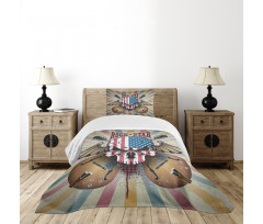 Angry Skull America Flag Bedspread Set