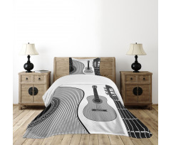 Folk Country Music Theme Bedspread Set