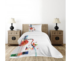 Polygonal Design Music Bedspread Set