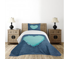 Denim Heart Love Bedspread Set