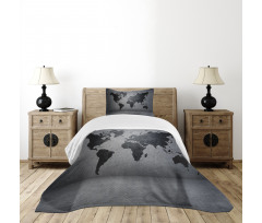 World Map on Wall Bedspread Set