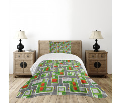 Birds Eye View Map Design Bedspread Set