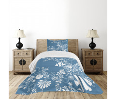 Flowers and Fishes Bedspread Set