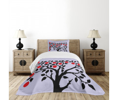 Black Tree Ripe Fruit Art Bedspread Set
