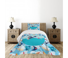 Airplane Composition Bedspread Set