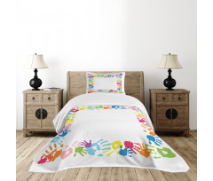 Colorful Handprints Bedspread Set