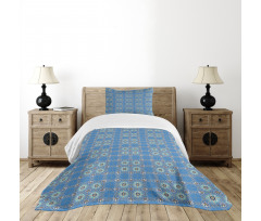 Patchwork Style Blue Bedspread Set
