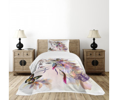 Butterflies with Girl Bedspread Set