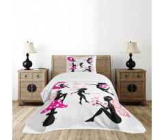 Silhouette of Winged Girl Bedspread Set