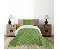 Floral Circles Leaves Bedspread Set