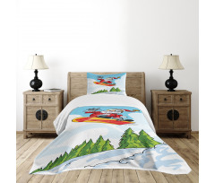 Jump on Snowboard Pines Bedspread Set