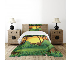 Cartoon Sunset Hills Bedspread Set