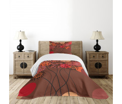 Floral Line Stalks Bedspread Set