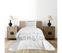 Cats Sitting with Collars Bedspread Set