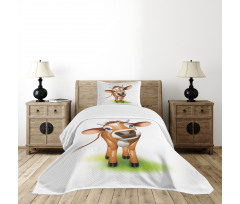 Cow with Blue Eyes Grass Bedspread Set